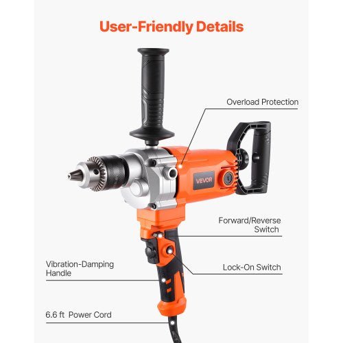 Borrblandare 1200W 0-750 RPM Sladdansluten elektrisk borrblandare Set Lerablandare Borrar |  EU