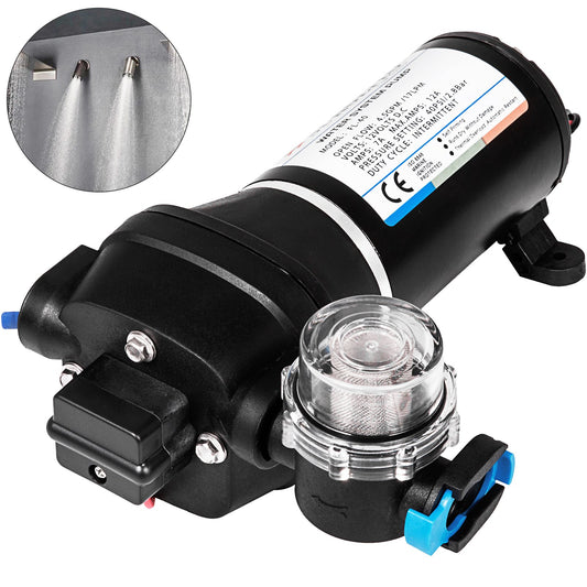Vattentrycksmembranpump, 12V FL-40 högtrycksmembranvattenpump, 40PSI automatisk självsugande vattenpump, 17L/MIN Dimförstärkare membranpump för husvagnsbåt RV Garden