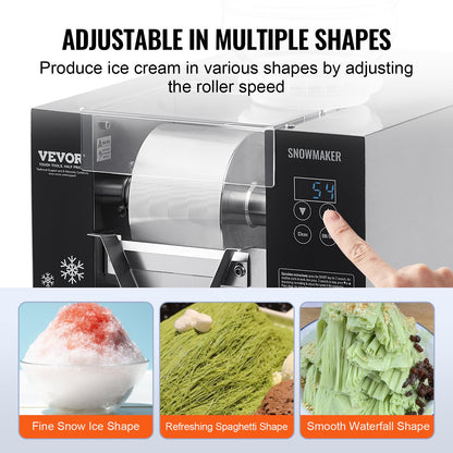 Commercial Snowflake Ice Cream Machine 176LBS/24H Stainless Steel For Ice Cream