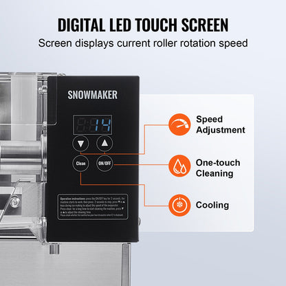 Commercial Snowflake Ice Cream Machine 176LBS/24H Stainless Steel For Ice Cream