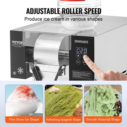 Commercial Snowflake Ice Machine 375LBS/24H Stainless Steel For Ice Cream