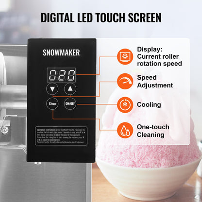 Commercial Snowflake Ice Machine 375LBS/24H Stainless Steel For Ice Cream