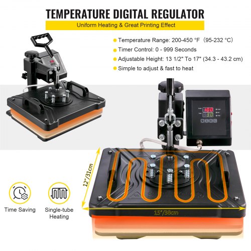 Heat Press 5 in 1 Heat Press Machine 38x30cm T-shirt press Mug Printing Machine Multifunctional Heat Transfer Machine for T-shirt Mug Hat Plate Transfer Printer | EU