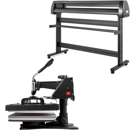 5 In1 Heat Press 12"x15" Vinyl Cutter Plotter 53" Graphics Printer Craft Cutter