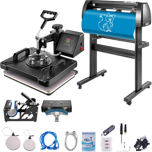 5-in-1-Wärmepresse-Transfermaschine, 30,5 x 38,1 cm, mit 86,4 cm Vinyl-Schneideplotter-Maschinen-Kit, Kunsthandwerksdrucker, Sublimation (86,4 cm/870 mm), Begrenzung (86,4 cm/870 mm)