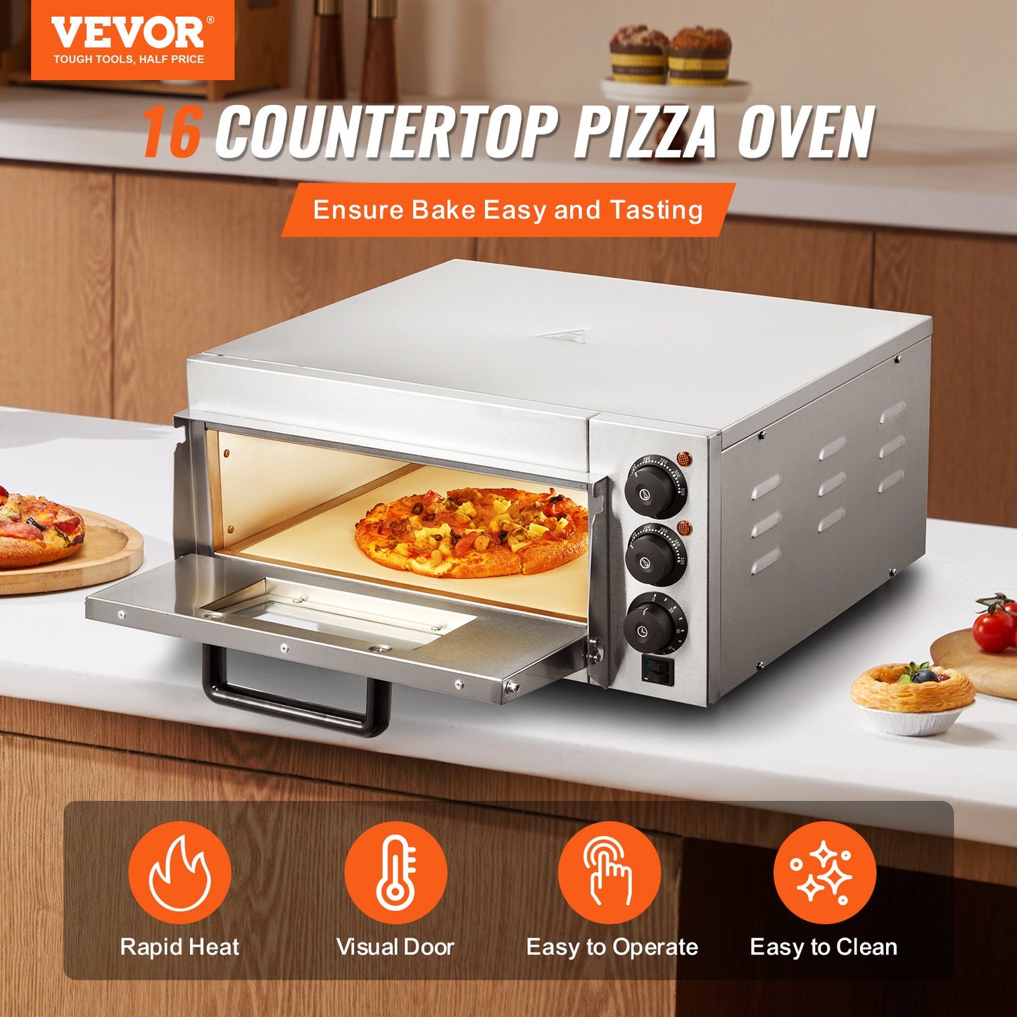 Kommersiell pizzaugn Elektrisk pizzaugn för 16" pizza inomhus
