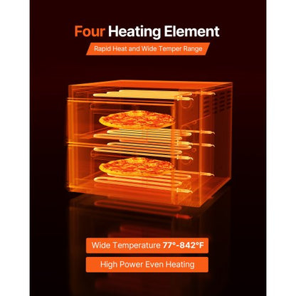 elektrisk pizzaugn, 45 cm dubbeldäckad kommersiell bänkpizzaugn, maxtemperatur 290°C, inomhuspizzamaskin med termometer, oberoende övre och nedre temperaturkontroll och timer för hemmarestaurang |  EU