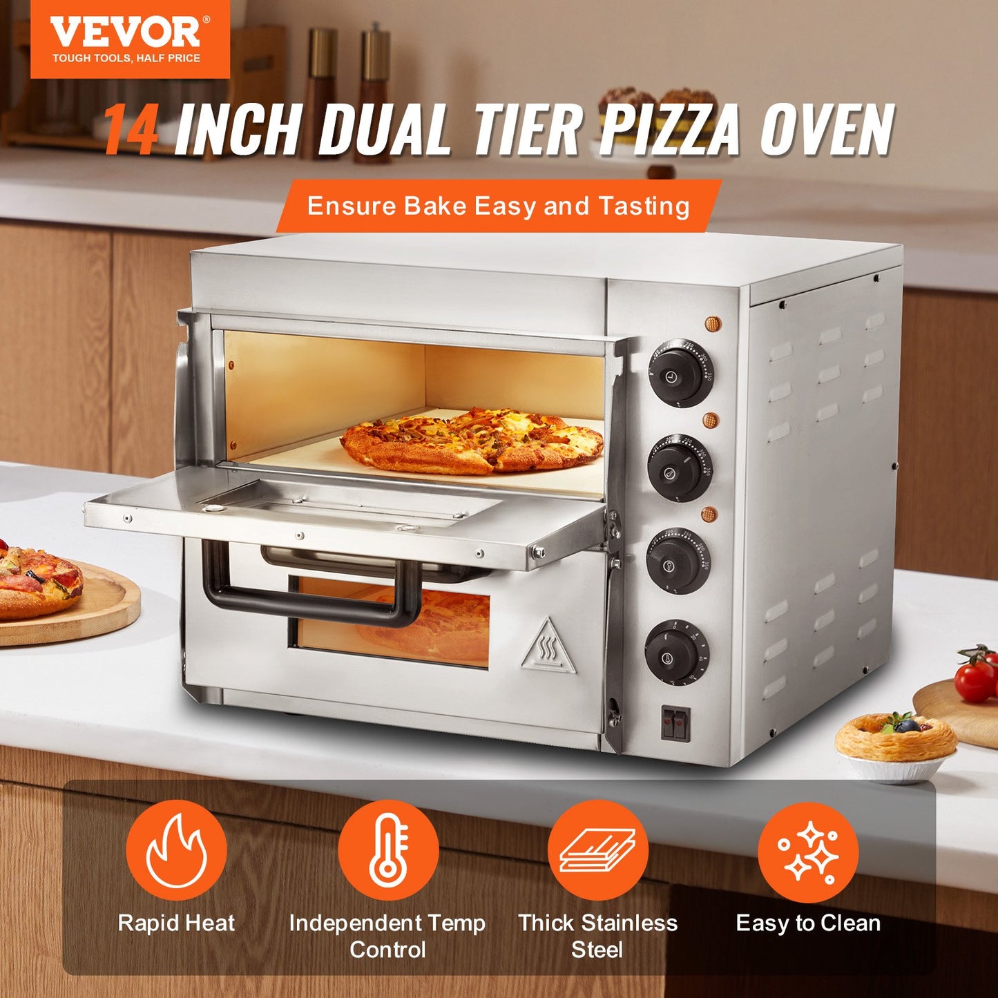 Commercial Pizza Oven Electric Pizza Oven for 14" Pizza Indoor