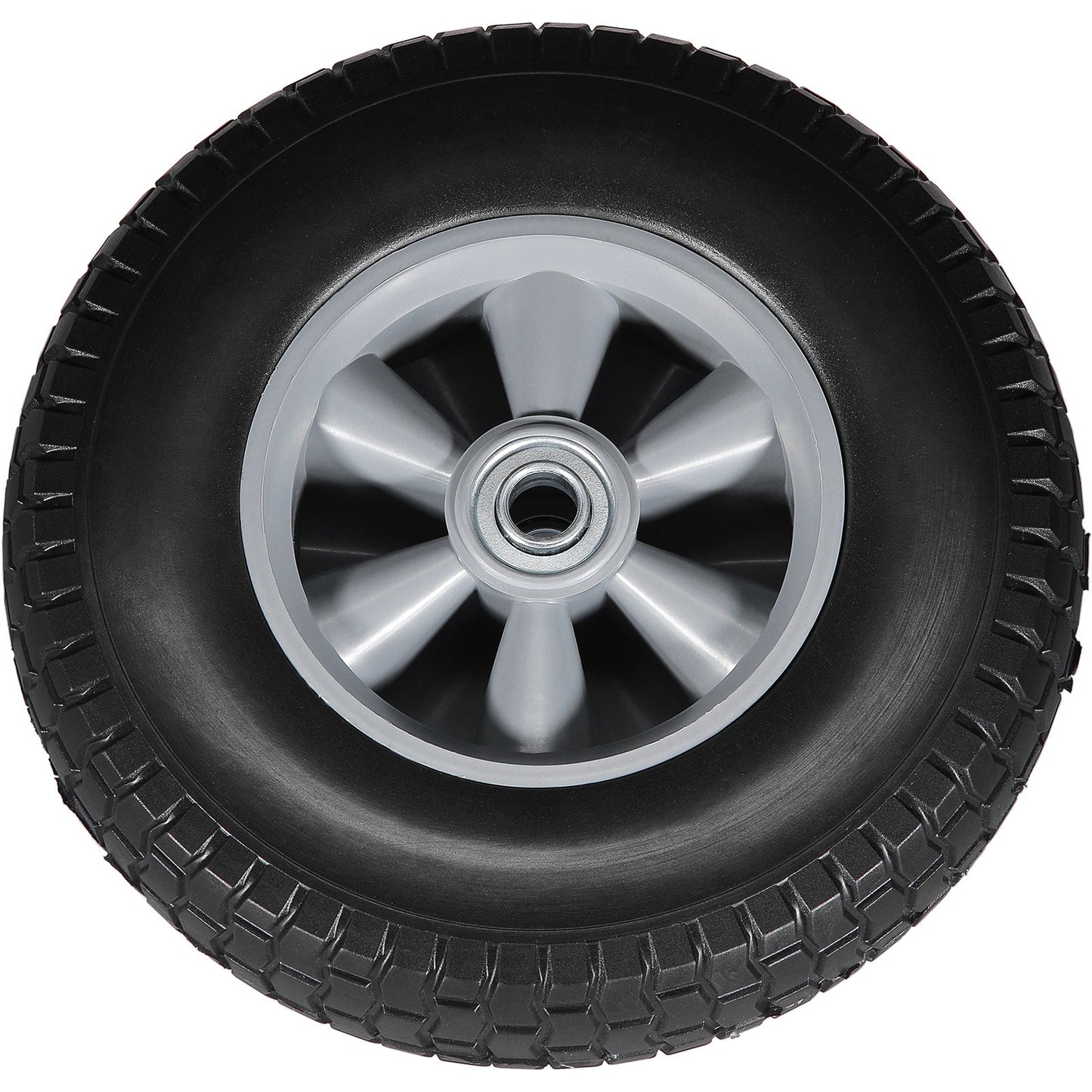 Solid PU Run-Flat Tire Wheels, 10", 2-Pack, 180 lbs Dynamic Load, 220 lbs Static Load, Flat-Free Tubeless Tires and Wheels for Hand Truck, Utility Cart, Dollies, Garden Trailers, Various Carts