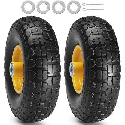 Solid PU Run Flat Tire Wheel Flat Free Tubeless Tire 10" 2-pack 400 lbs
