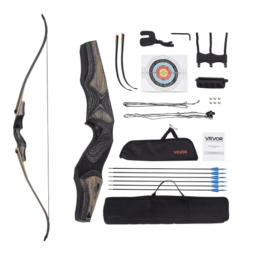 60 Inch Takedown Recurve Bow Wooden Bow Arrows Kit Hunting Practice 13.6kg