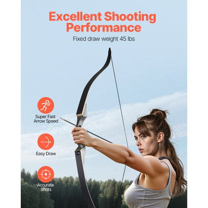 60 Inch Takedown Recurve Bow Wooden Bow Arrows Kit Hunting Practice 18kg