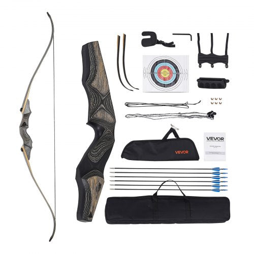 60 Inch Takedown Recurve Bow Wooden Bow Arrows Kit Hunting Practice 18kg