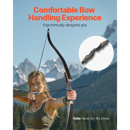 60 Inch Takedown Recurve Bow Wooden Bow Arrows Kit Hunting Practice 50 lbs