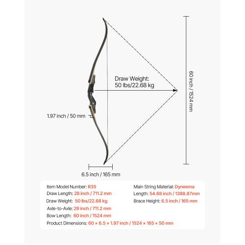 60 Inch Takedown Recurve Bow Wooden Bow Arrows Kit Hunting Practice 50 lbs