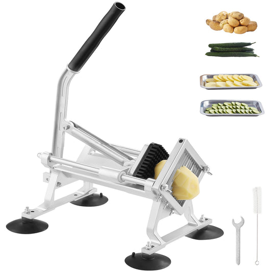 Kommersiell grönsaksskärare, 1/4 tums fruktskärare, grönsaksskärare i rostfritt stål och aluminiumlegering, manuell skärmaskin med halkfria fötter, för rädisor, lök, potatis, citroner