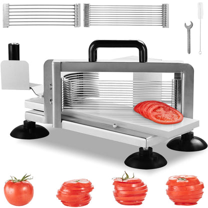 Kommersiell tomatskärare, 1/4"+3/8"+3/16" tomatskärare, rostfritt stål Heavy Duty tomatskivare, manuell tomatskärare med halkfria fötter, tomatskärare, gurkor, bananer