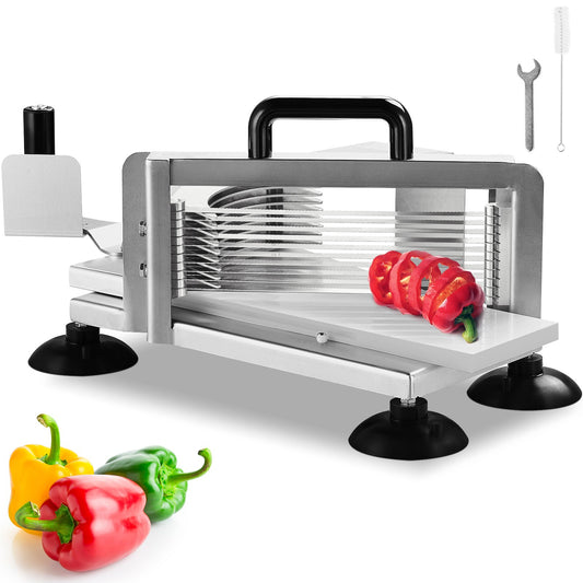 Kommersiell tomatskärare, 1/4 tums tomatskärare, rostfritt stål Heavy Duty tomatskivare, manuell tomatskivare med halkfria fötter, för att skära tomater, gurkor, bananer
