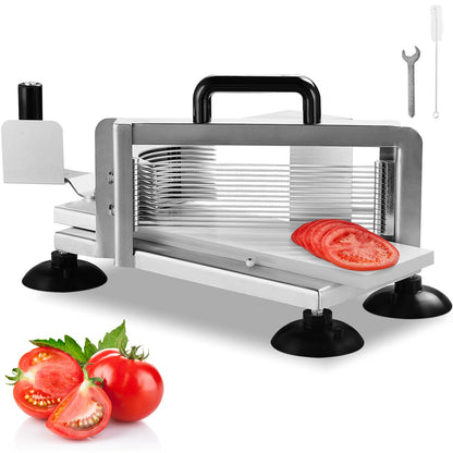 Kommersiell tomatskärare, 3/16 tums tomatskärare, rostfritt stål Heavy Duty tomatskivare, manuell tomatskärare med halkfria fötter, för att skära tomater, gurkor, bananer