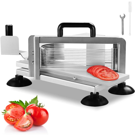 Kommersiell tomatskärare, 3/16 tums tomatskärare, rostfritt stål Heavy Duty tomatskivare, manuell tomatskärare med halkfria fötter, för att skära tomater, gurkor, bananer