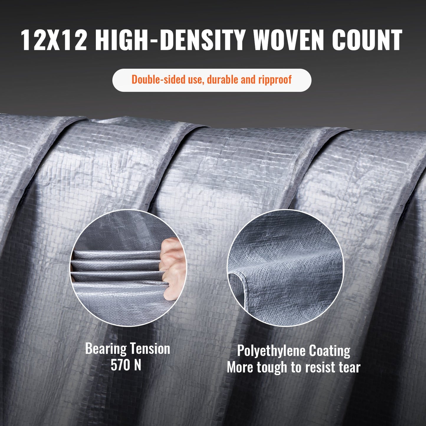 Tarp Vattentät 16x20 ft, plast Poly Tarp Cover 10 Mil, Multi Purpose Tear UV och temperaturbeständig utomhuspresenning med hög hållbarhet förstärkta genomföringar (silver/brun)