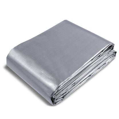 Tarp Vattentät 16x20 ft, plast Poly Tarp Cover 10 Mil, Multi Purpose Tear UV och temperaturbeständig utomhuspresenning med hög hållbarhet förstärkta genomföringar (silver/brun)