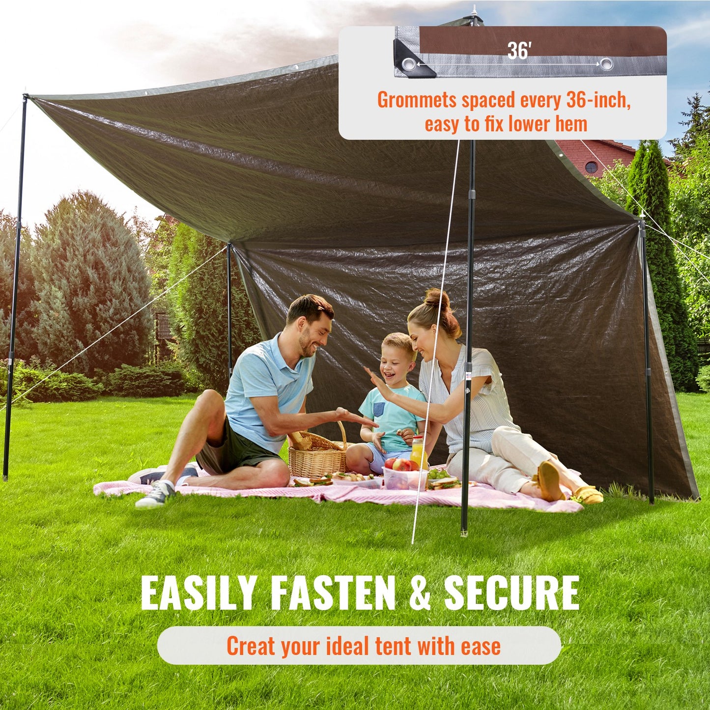 Tarp Vattentät 20x30 ft, plast Poly Tarp Cover 10 Mil, Multi Purpose Tear UV och temperaturbeständig utomhuspresenning med hög hållbarhet förstärkta genomföringar (silver/brun)