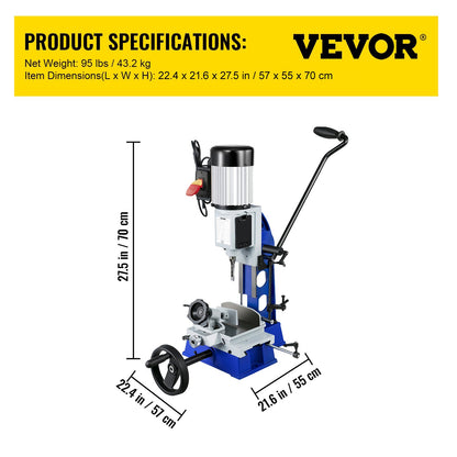 Bench drill press, 1/2 hp, 1700 rpm, bench drill press with movable workbench, hollow drill press, for drilling round, square or special square holes in wood
