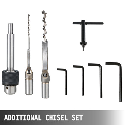 Insertion machine hollow chisel insertion with chisel bit set for woodworking