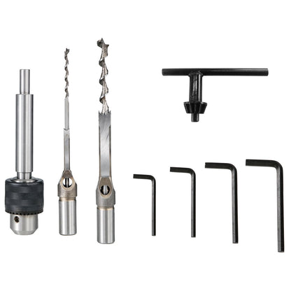 Insertion machine hollow chisel insertion with chisel bit set for woodworking