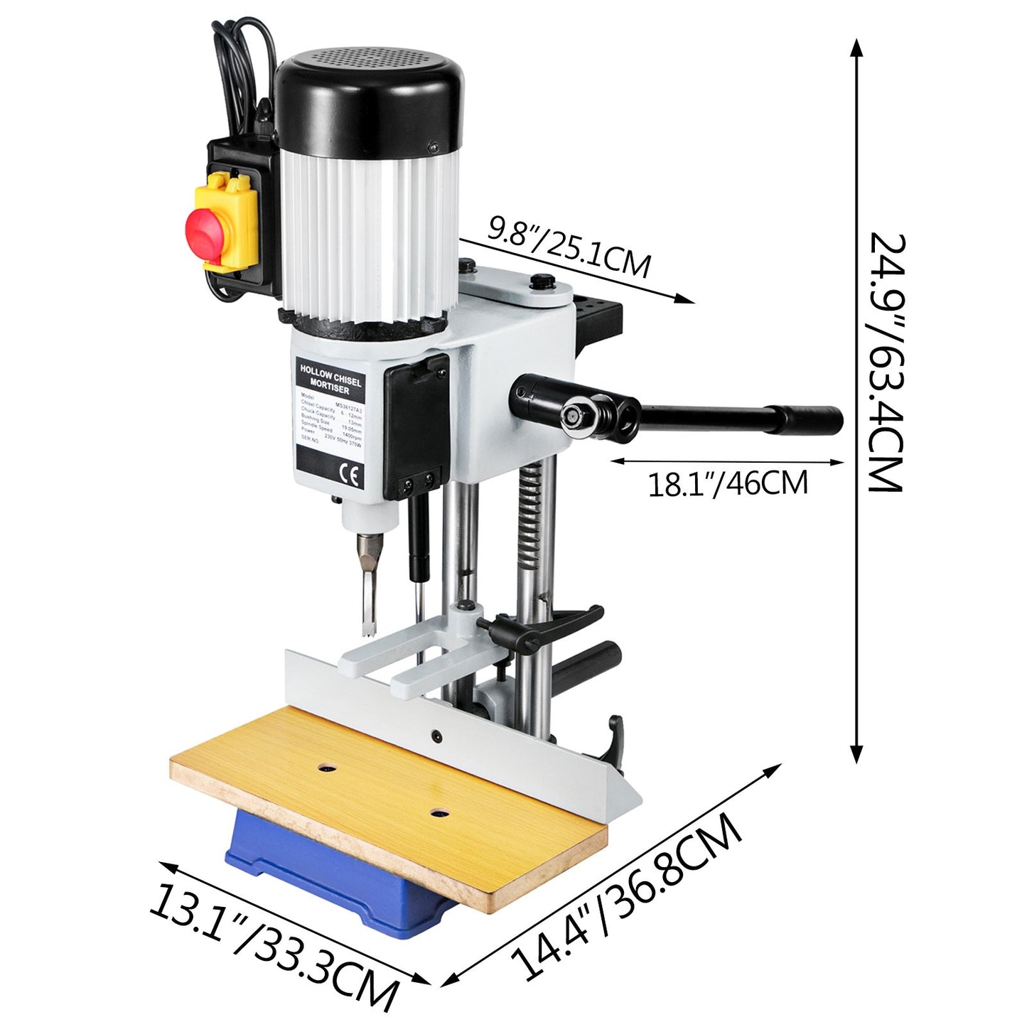 Insertion machine hollow chisel insertion with chisel bit set for woodworking