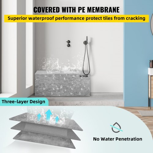 -Shower Seat with Tile, 47.2" x 16" x 20" Ready to Tile Shower Seat, Factory Waterproof and 100% Leak Proof Tileable Shower Corner Seat, 440 lbs Load-bearing Rectangular Shower Bench | EU