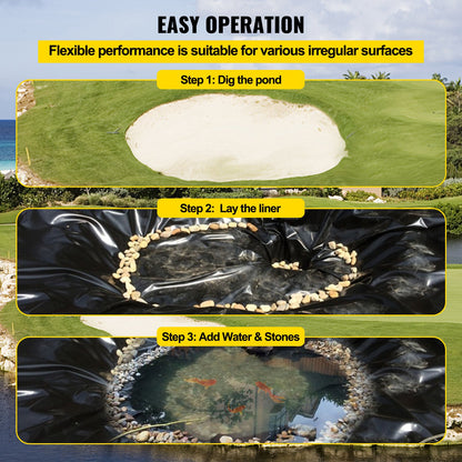 LLDPE Pond Liner 20x25 ft, Pond Liner 20 Mil, Fish Pond Liners for Waterfalls, Ponds and Fish Ponds