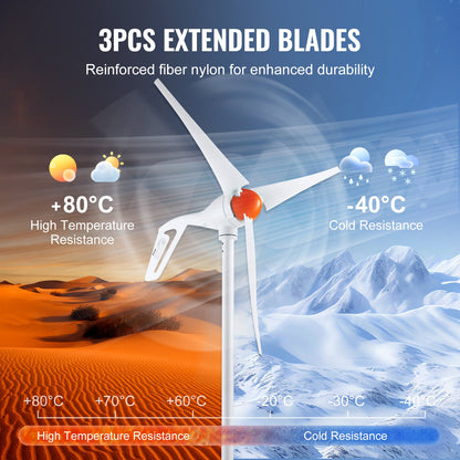 500W Wind Turbine Generator 12V 3 Blade Wind Turbine Kit with Anemometer