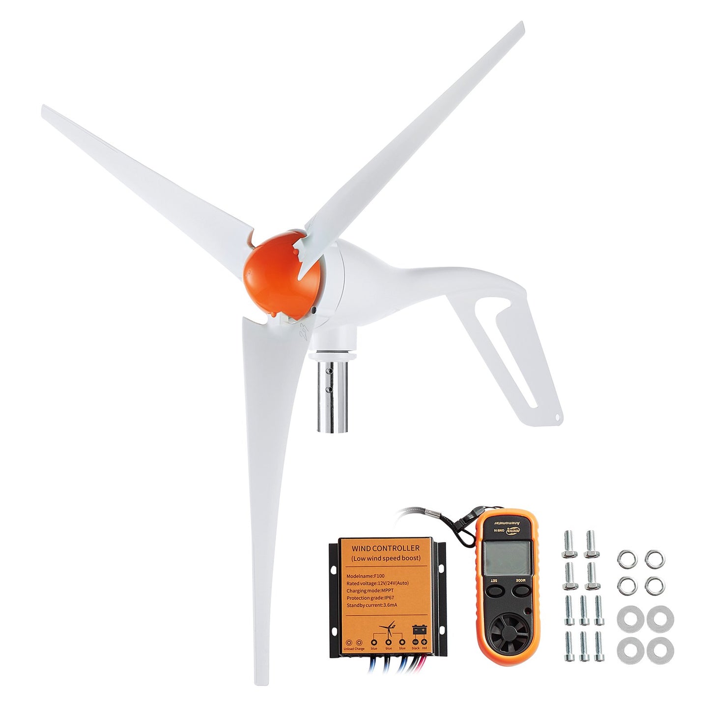 500W Wind Turbine Generator 12V 3 Blade Wind Turbine Kit with Anemometer