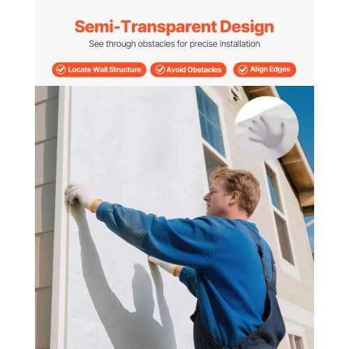 Husfolie, 2740 x 45720 mm, 0,13 mm tjock ångspärr, kraftig plastfolie för rivbeständig, ångspärr av tyg för bostads- och kommersiella byggen, vit |  EU