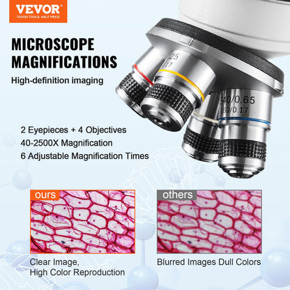 Binocular Compound Microscope 40X-2500X Tvålagers Mekanisk Steg