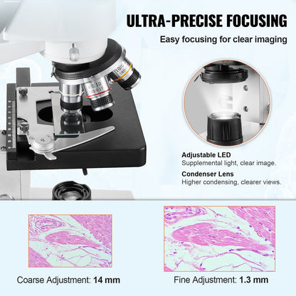 Binocular Compound Microscope 40X-2500X Tvålagers Mekanisk Steg