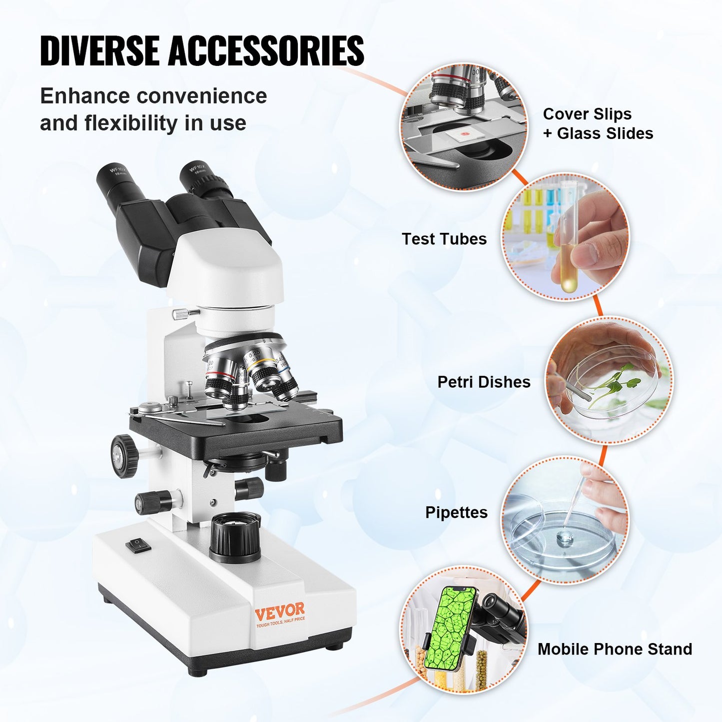 Binocular Compound Microscope 40X-2500X Tvålagers Mekanisk Steg