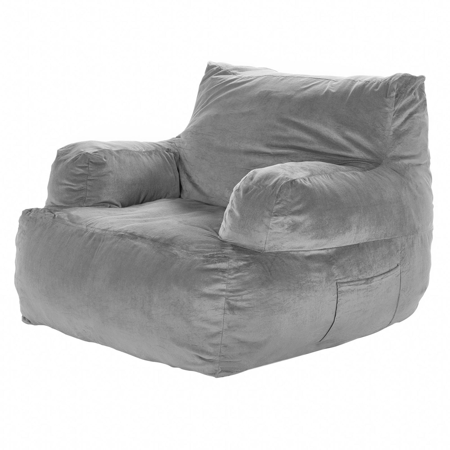 Bean Bag Chair BeanBag Soffstol med armstöd för vuxna Plyschgrå