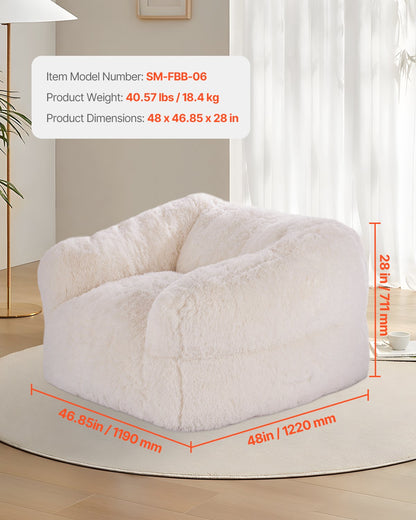 Bean Bag Chair BeanBag Soffstol med armstöd för vuxna Plysch beige
