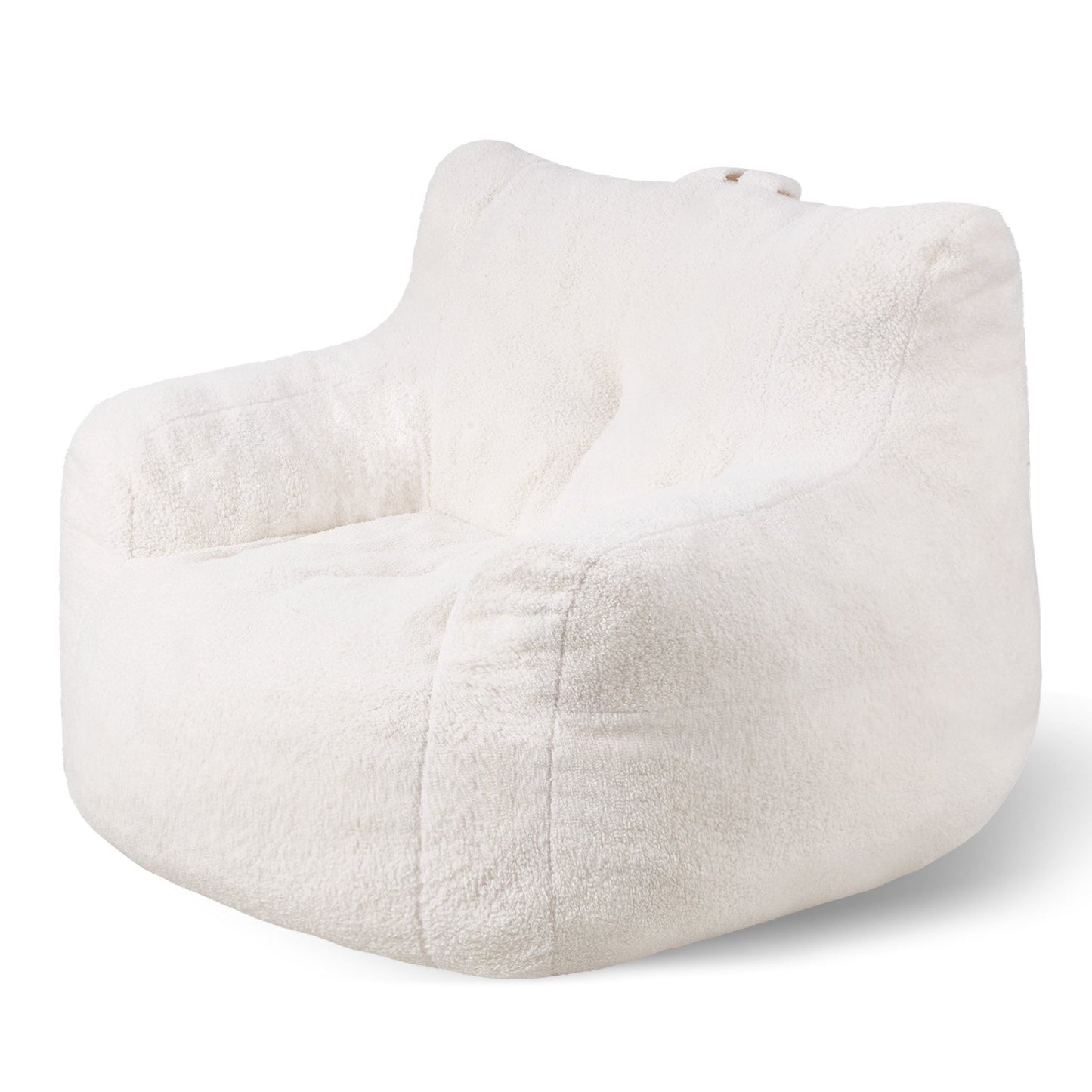 3 fot Bean Bag Stol med mjuka armstöd och förvaringsficka Vit