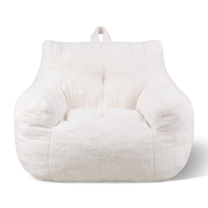3 fot Bean Bag Stol med mjuka armstöd och förvaringsficka Vit