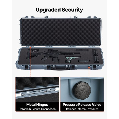 Hård gevärsväska, låsbar gevärsväska med förskurna skum, 1066 mm flyttbar vapenförvaring med hjul, IP67 vattentät och dammtät pistolförvaring för gevär, hagelgevär, airsoftvapen, grå |  EU