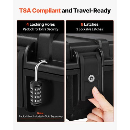 Hård gevärsväska, låsbar gevärsväska med avtagbart XPE-skum, 1270 mm vapenförvaring med hjul, IP67 vattentäta och dammtäta pistolförvaringsväskor för gevär, hagelgevär, airsoftvapen, svart |  EU