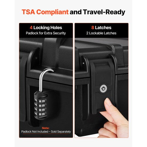 Hård gevärsväska, låsbar gevärsväska med förskurna skum, 1320 mm vapenförvaring med hjul, kraftiga IP67 vattentäta och dammtäta pistolförvaringsväskor för gevär, hagelgevär, airsoftvapen, svart |  EU