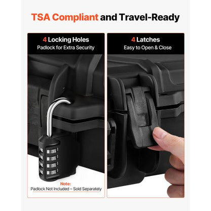 Hård gevärsväska, låsbar gevärsväska med 4 lager förskurna skum, 914 mm vapenförvaring med hjul, IP67 vattentäta och dammtäta pistolförvaringsväskor för gevär, hagelgevär, airsoftvapen, svart |  EU