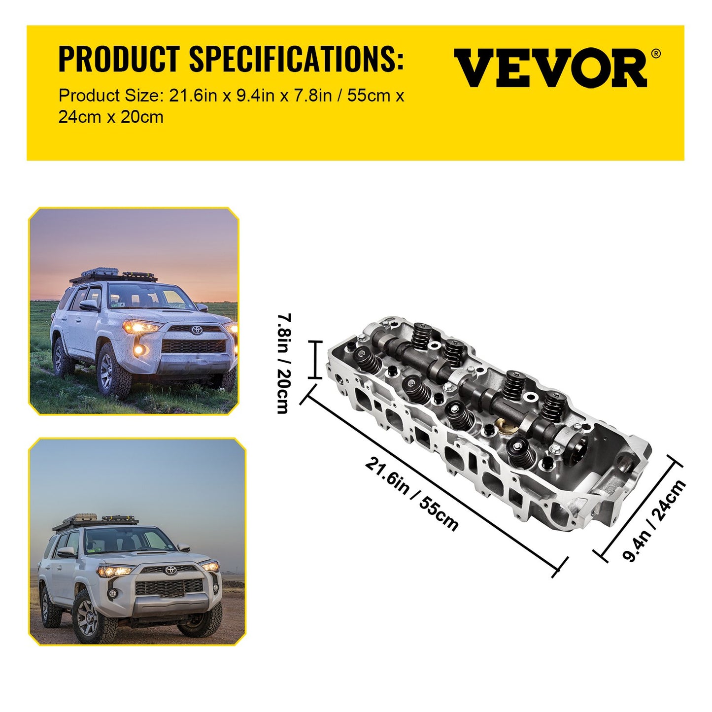 Cylinderhuvud passar Toyota 4 Runner 185-95 Passar Toyota Pickup 85-95 2.4L