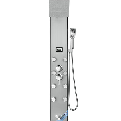 Shower Panel Tower System 6 lägen Digital Display Rostfritt stål Regnfall