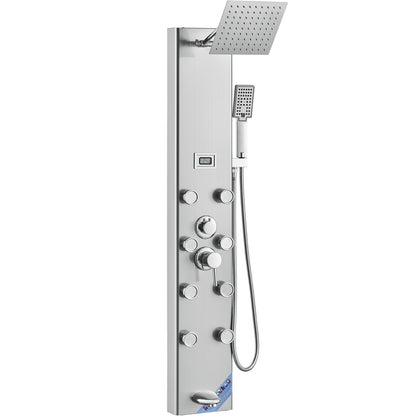 Shower Panel Tower System 6 lägen Digital Display Rostfritt stål Regnfall
